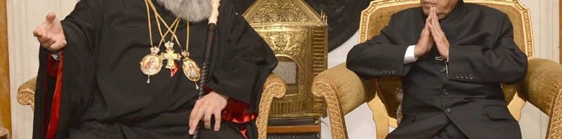 The President, Shri Pranab Mukherjee meeting the Supreme Head of the Universal Syrian..