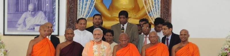 The Prime Minister, Shri Narendra Modi at the Mahabodhi Society, in Colombo, Sri Lanka