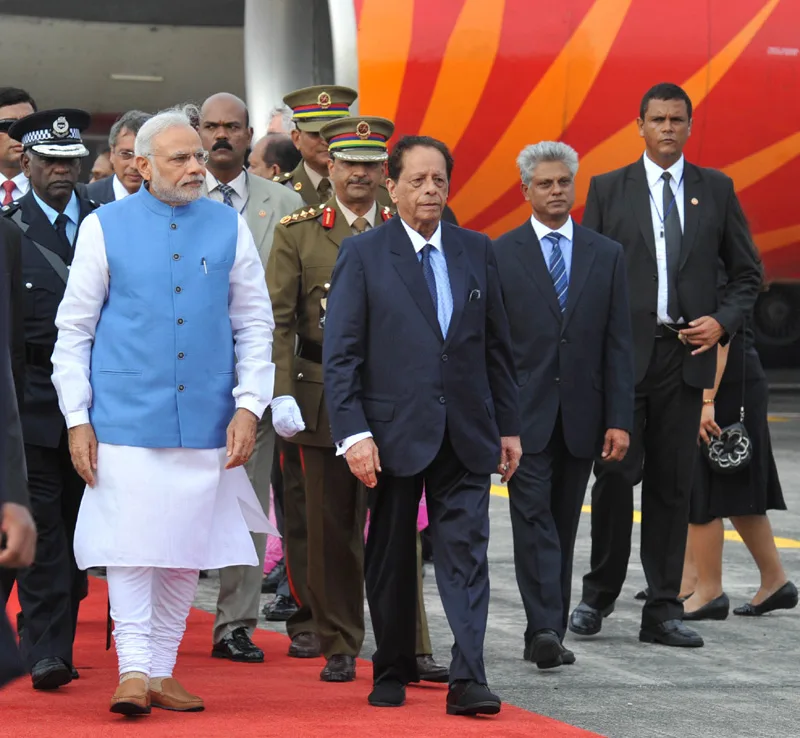 The Prime Minister, Shri Narendra Modi arrives at Sir Seewoosagar Ramgoolam Airport, in Mauritius