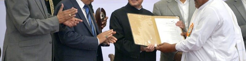 The President, Shri Pranab Mukherjee presented the 8th National Biennial Award for..