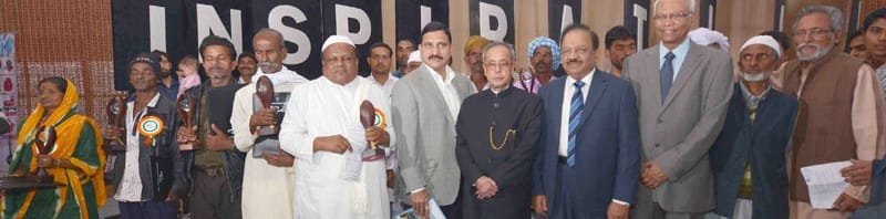 The President, Shri Pranab Mukherjee with the recipient of the 8th National Biennial Awards for..