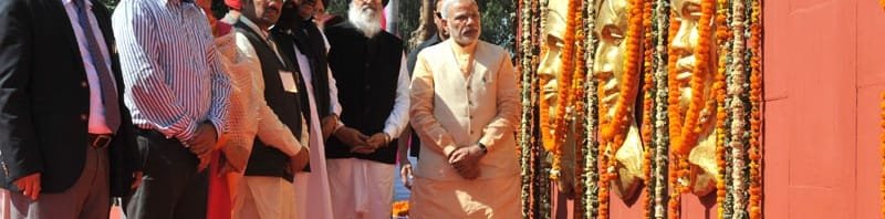 The Prime Minister, Shri Narendra Modi paid homage at the Samadhi Statues of Shaheed Bhagat Singh, Rajguru..