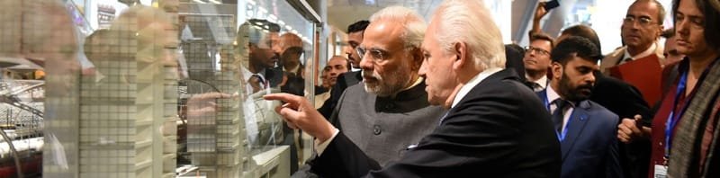 The Prime Minister, Shri Narendra Modi taking a stock of Railway Modernisation, during his visit to Hauptbahnhof Railway Station, in Berlin, Germany