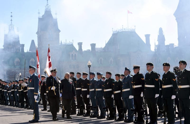 The Prime Minister, Shri Narendra Modi receiving the Guard of Honour, during..