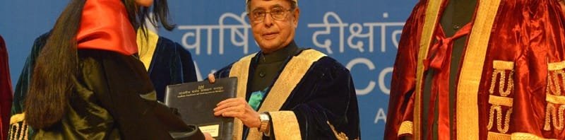 The President, Shri Pranab Mukherjee presenting the degree to a ..
