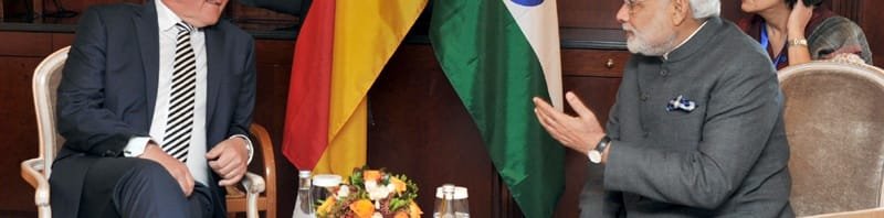 The Federal Foreign Minister of Germany, Mr. Frank-Walter Steinmeier meeting the Prime Minister, Shri Narendra Modi, at Berlin, in Germany