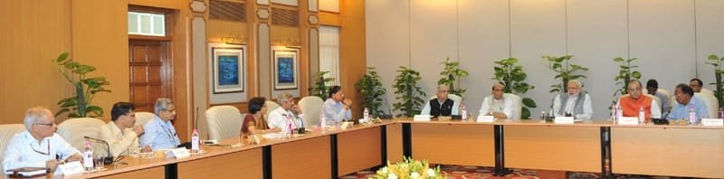 The Prime Minister, Shri Narendra Modi chairing the high-level meeting to ..