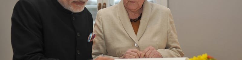 The Prime Minister, Shri Narendra Modi at working Dinner hosted by the German Chancellor, Ms. Angela Merkel, in Hannover, Germany
