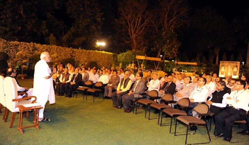 The Prime Minister, Shri Narendra Modi having an informal interaction with the...