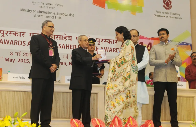 The President, Shri Pranab Mukherjee presenting the Swarna Kamal Award for..
