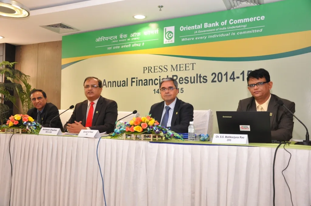 ORIENTAL BANK OF COMMERCE DECLARES ITS ANNUAL FINANCIAL RESULTS FOR THE YEAR 2014-15