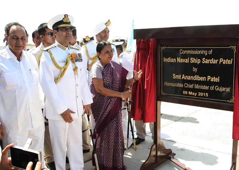The Chief Minister of Gujarat, Smt. Anandiben Patel unveiling the plaque to inaugurate ..