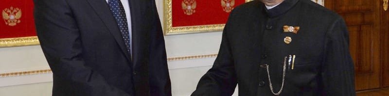 The President, Shri Pranab Mukherjee being received by the President of the Russian Federation, ..