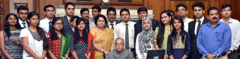 The President, Shri Pranab Mukherjee with the second batch of NITs scholars...
