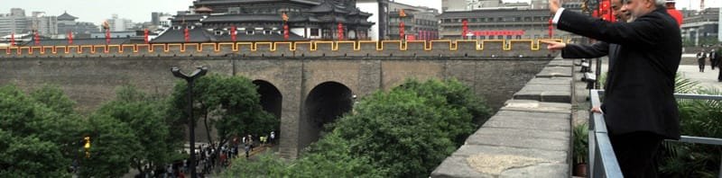 The Prime Minister, Shri Narendra Modi at the South City Wall, in Xi'an, China