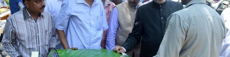The Union Minister for Agriculture, Shri Radha Mohan Singh witnessing a small Tractor...