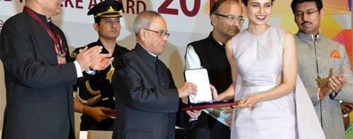 KANGANA RANAUT HONOURED WITH BEST ACTRESS AWARD BY PRESIDENT OF INDIA AT THE ..