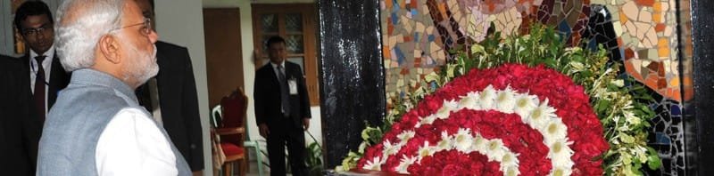 The Prime Minister, Shri Narendra Modi paying homage to "Bangabandhu" Sheikh Mujibur Rahman..