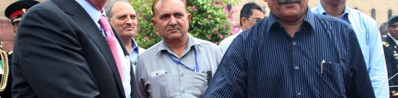 The Defence Secretary of US, Dr. Ashton Carter being received by the ..