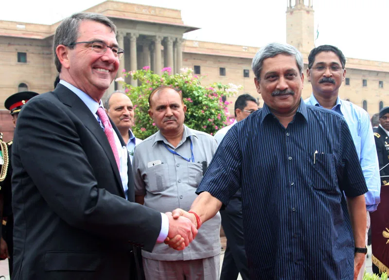 The Defence Secretary of US, Dr. Ashton Carter being received by the ..