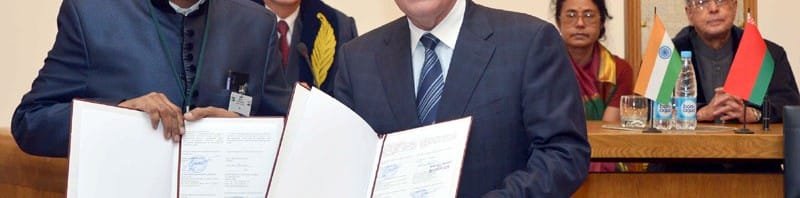 The President, Shri Pranab Mukherjee witnessing the signing ceremony of MoUs,..