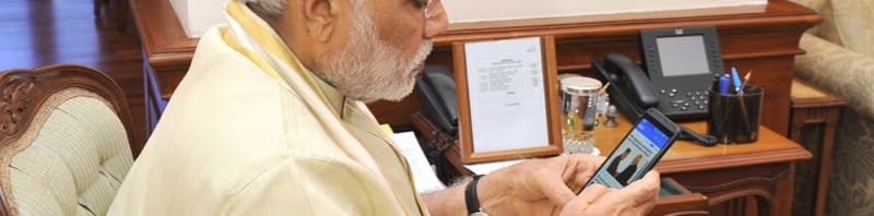 The Prime Minister, Shri Narendra Modi launching the 'Narendra Modi Mobile App', in New Delhi