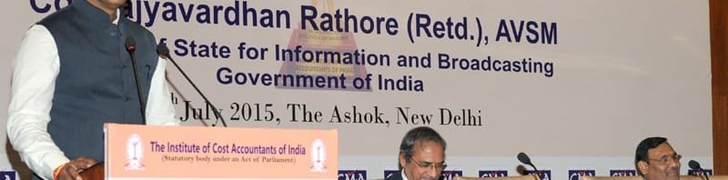 The Minister of State for Information & Broadcasting, Col. Rajyavardhan Singh Rathore addressing..