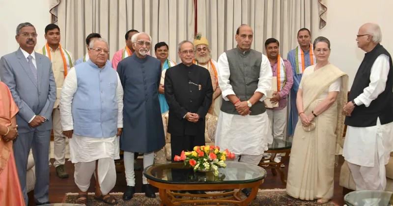 The President, Shri Pranab Mukherjee with the artists after witnessing the Mono Act on..