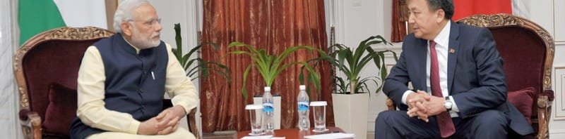 The Prime Minister, Shri Narendra Modi meeting the Speaker of the Kyrgyz Parliament,..