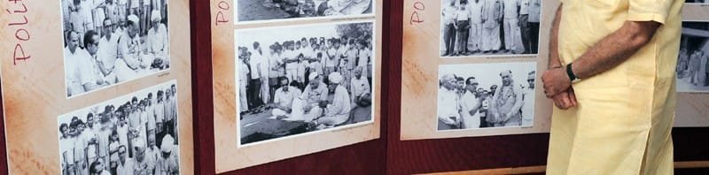 The Prime Minister, Shri Narendra Modi visiting the exhibition on Late Shri G.L. Dogra to ...