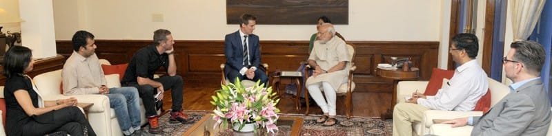 The representatives of the Global Poverty Project calling on the Prime Minister, ...