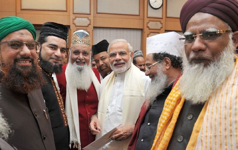 A delegation of Sufi Scholars calls on the Prime Minister, Shri Narendra Modi, in New Delhi
