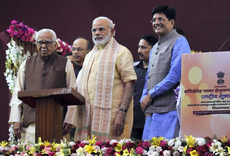 The Prime Minister, Shri Narendra Modi launching the Integrated Power Development Scheme, at DLW Ground, Varanasi