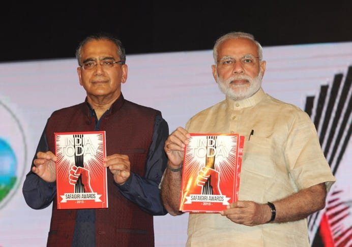 The Prime Minister, Shri Narendra Modi releasing a special booklet of India Today on..