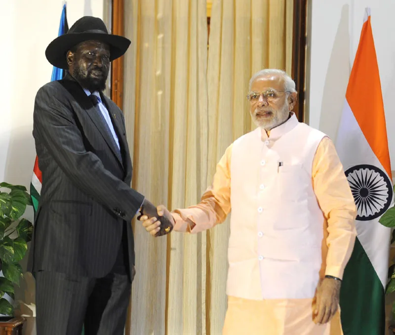 The Prime Minister, Shri Narendra Modi meeting the President of South Sudan, Mr. Salva Kiir Mayardit, ..