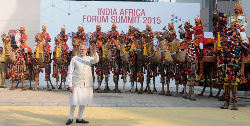 The Prime Minister, Shri Narendra Modi at the alighting point for leaders to receive ..