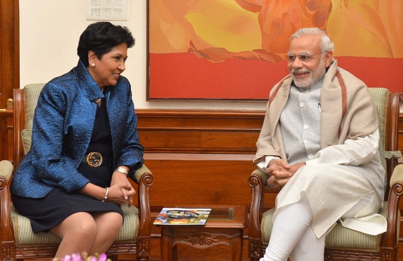 The Chairperson and CEO PepsiCo, Ms. Indra Nooyi calls on the Prime Minister, Shri Narendra Modi, ..