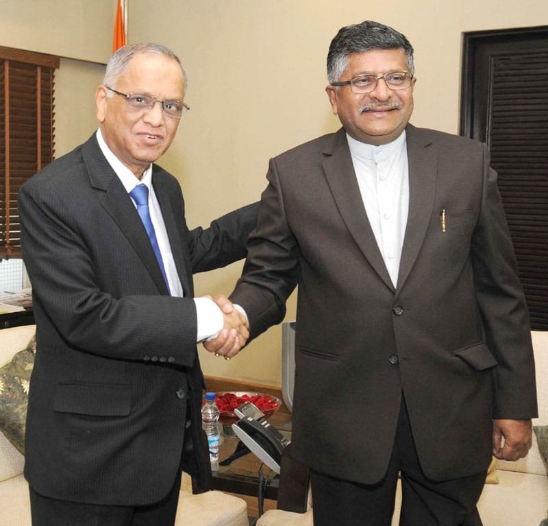 The Founder of Infosys Ltd., Shri Narayana Murthy meeting the Union Minister for..