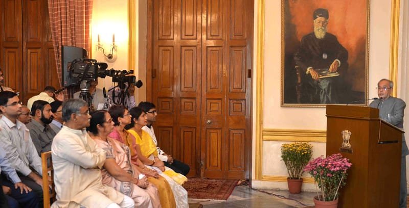 The President, Shri Pranab Mukherjee delivering the Debranjan Mukherji Memorial Lecture,..
