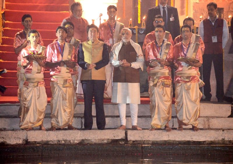 The Prime Minister, Shri Narendra Modi and the Prime Minister of Japan, Mr. Shinzo Abe..