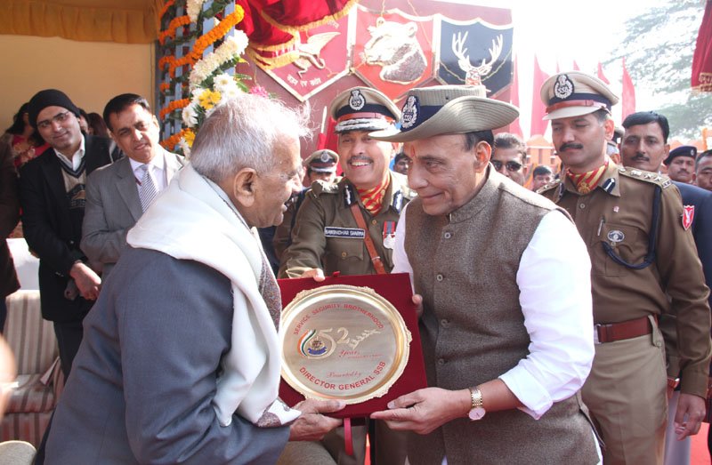 The Union Home Minister, Shri Rajnath Singh felicitating Shri N.S. Bhati, at the ..