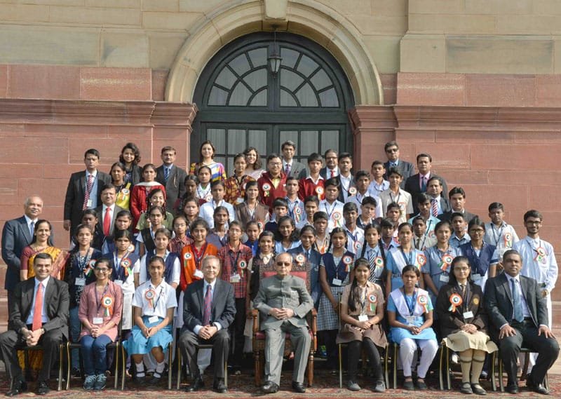 The President, Shri Pranab Mukherjee in a group photograph with the Winners of..
