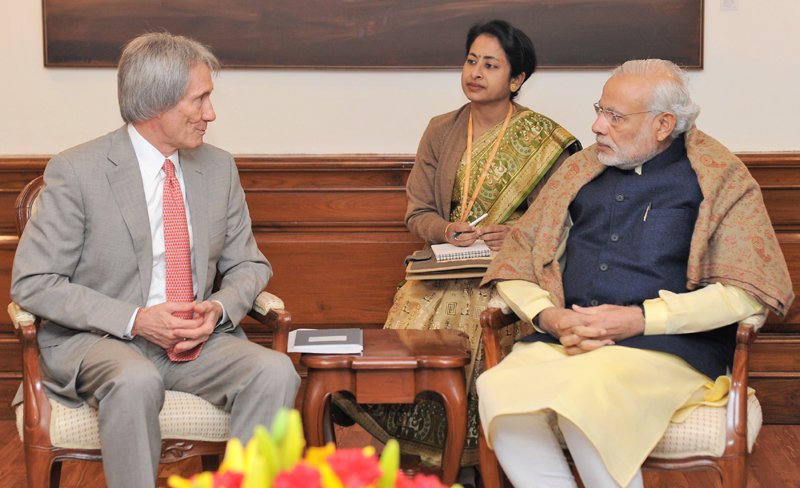 Prof. John Fagan, Maharishi University of Management (USA) calls on the Prime Minister, ..