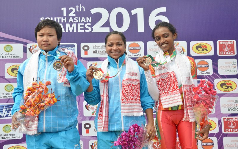 Lidiyamol Sunny of India wins the Gold Medal, Tongbram Manorama Devi of India..
