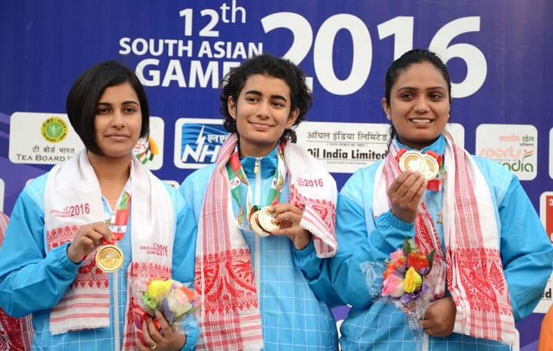 The Gold Medallist of India Sweta Singh, Heena Sidhu and Yashaswini Singh Deswal ..
