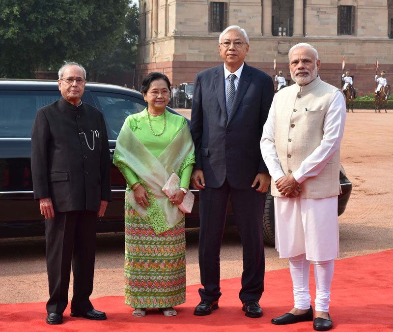 The President of Myanmar, Mr. Htin Kyaw being received by the President, ..