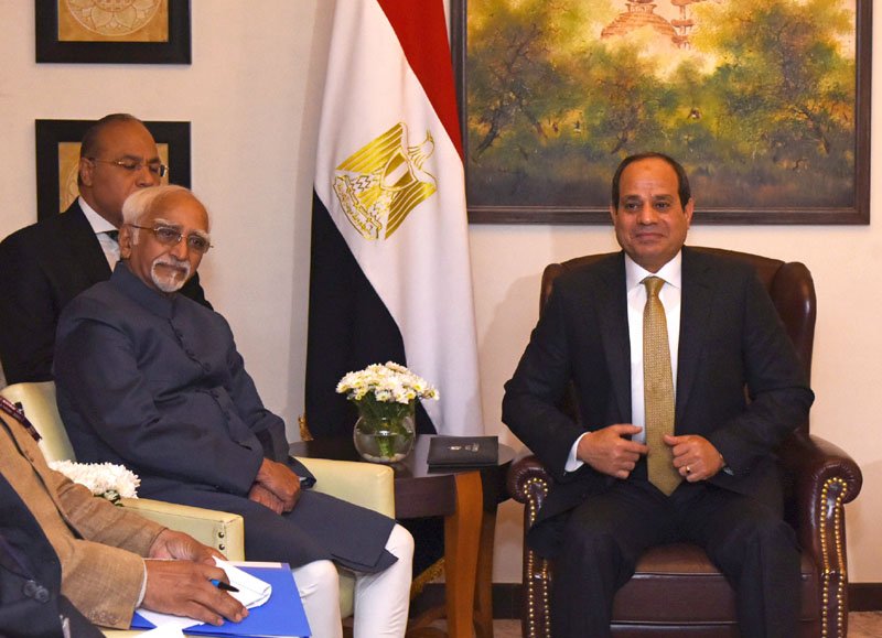 The Vice President, Shri M. Hamid Ansari calling on the President of the Arab Republic of Egypt,..