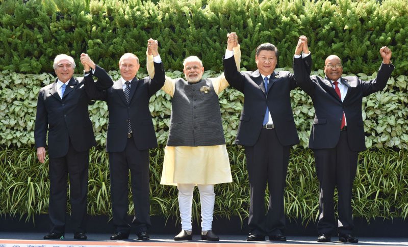 The Prime Minister, Shri Narendra Modi in the BRICS Leaders’ family photograph..